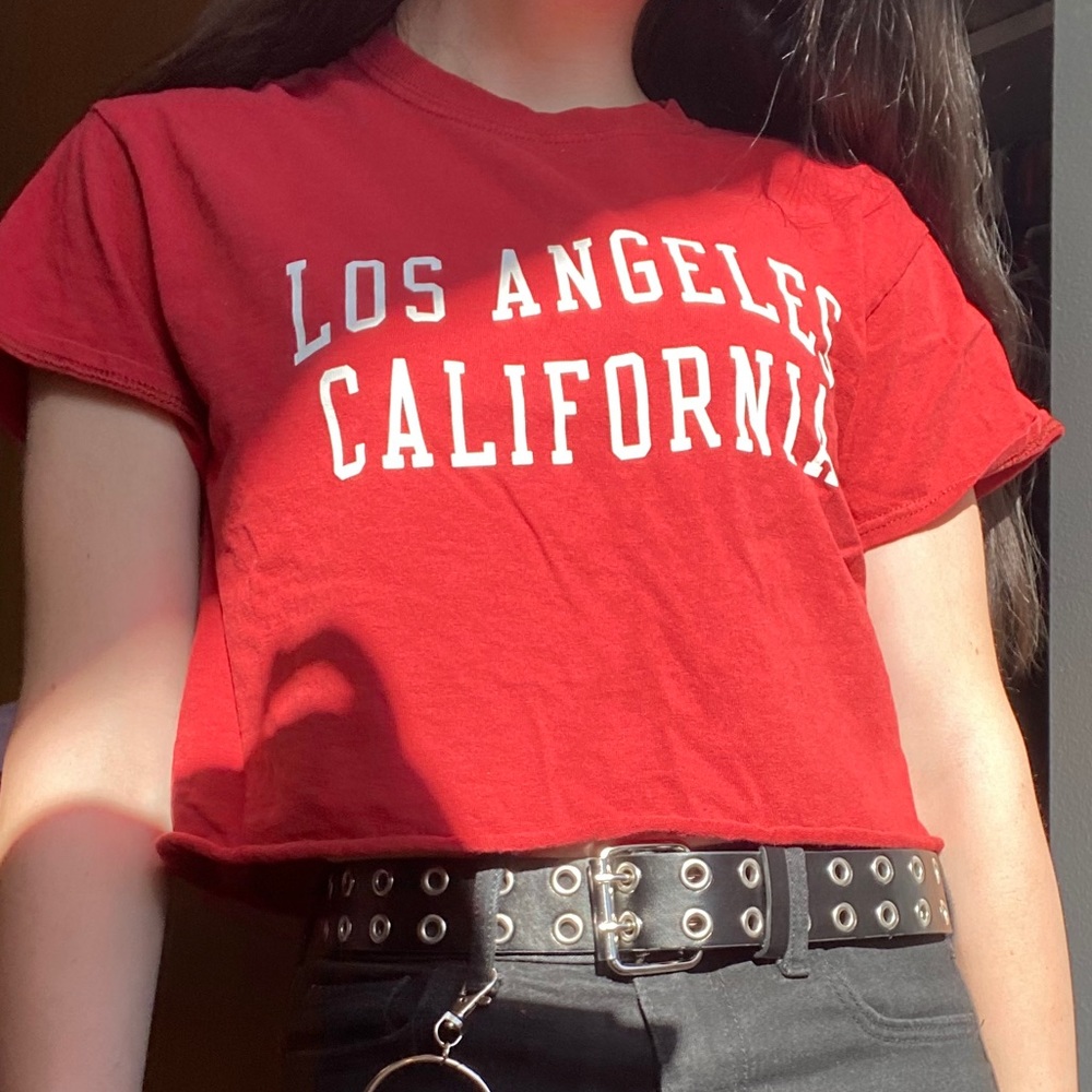 Red Brandy Melville LA Crop